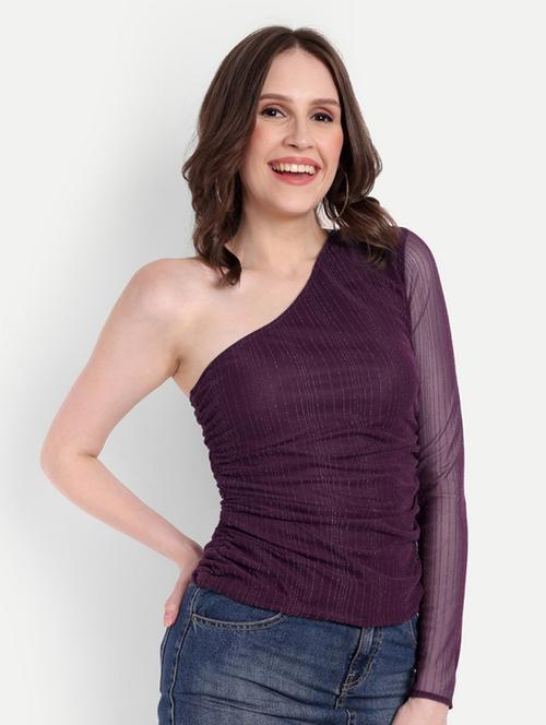 women purple polyester regular top - 21325351 - Standard Image - 0