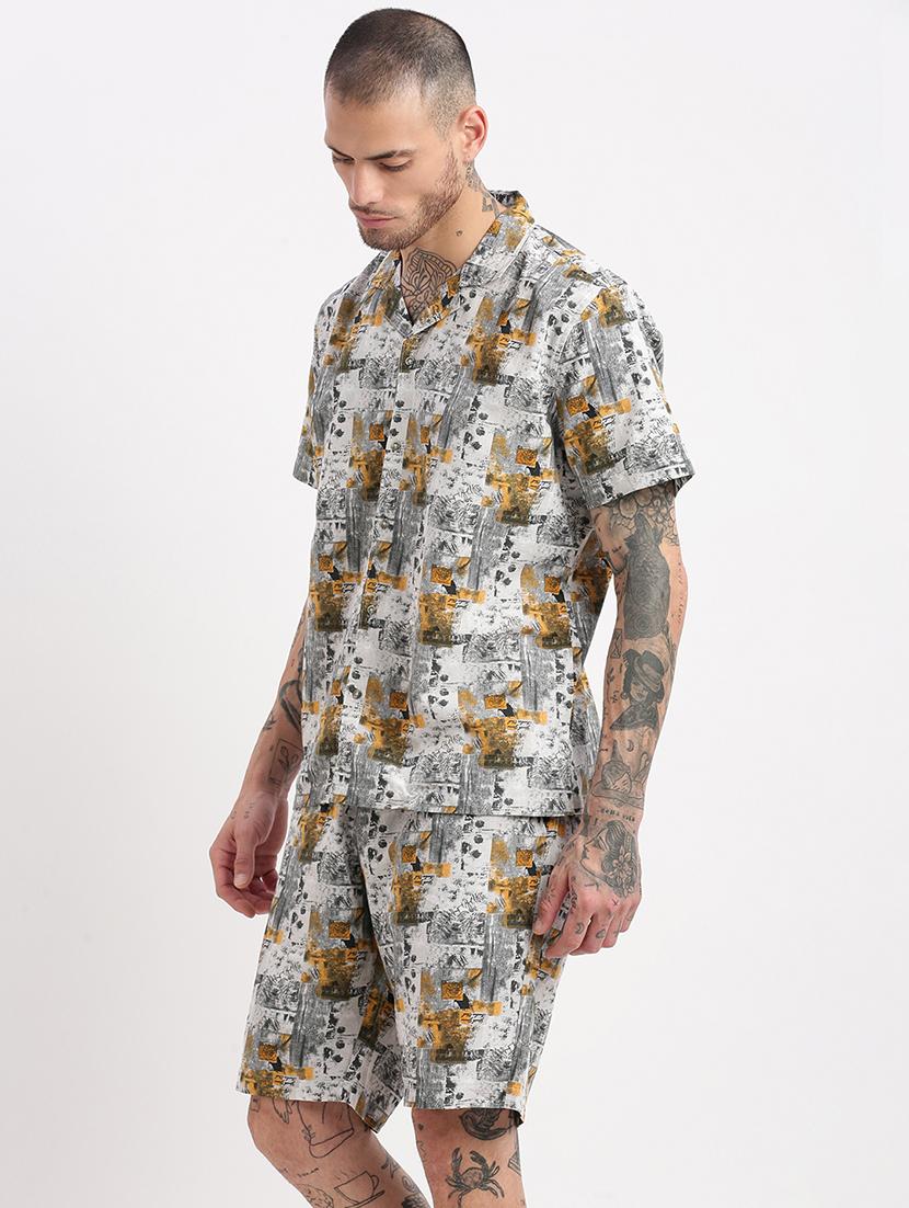 men printed cotton co-ord set - 21325440 - Standard Image - 2