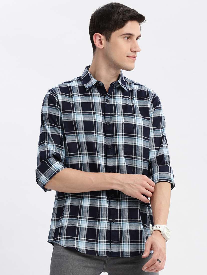 men checkered cotton casual shirt - 21325481 -  Zoom Image - 0