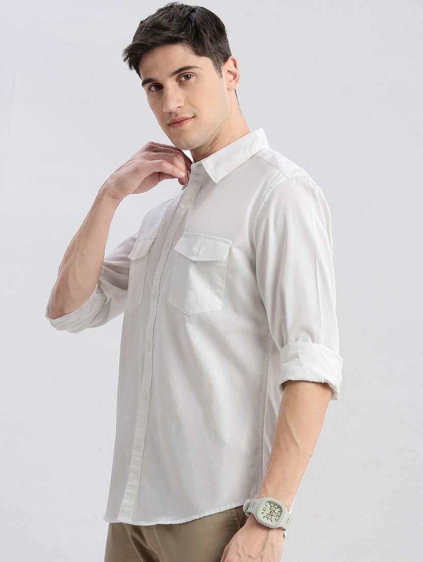 men solid cotton casual shirt - 21325484 -  Standard Image - 2