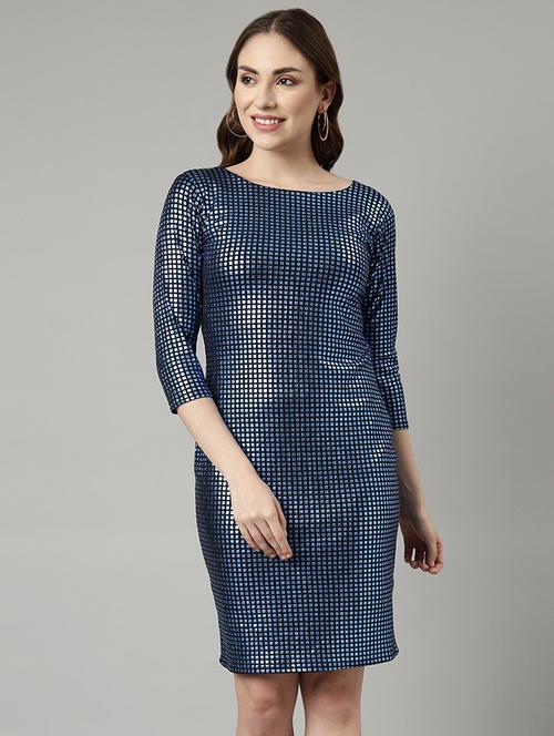 women blue nylon bodycon dress - 21325491 - Standard Image - 0
