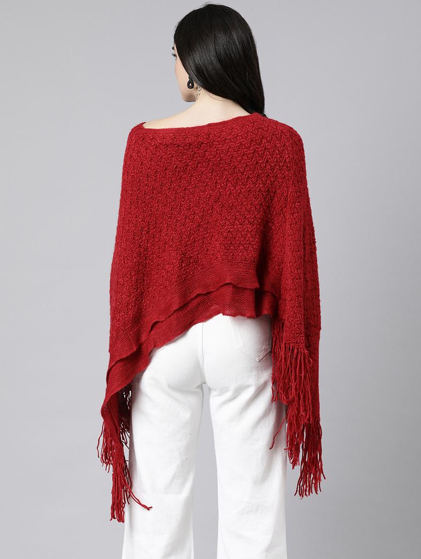 women red acrylic poncho - 21325542 - Standard Image - 2