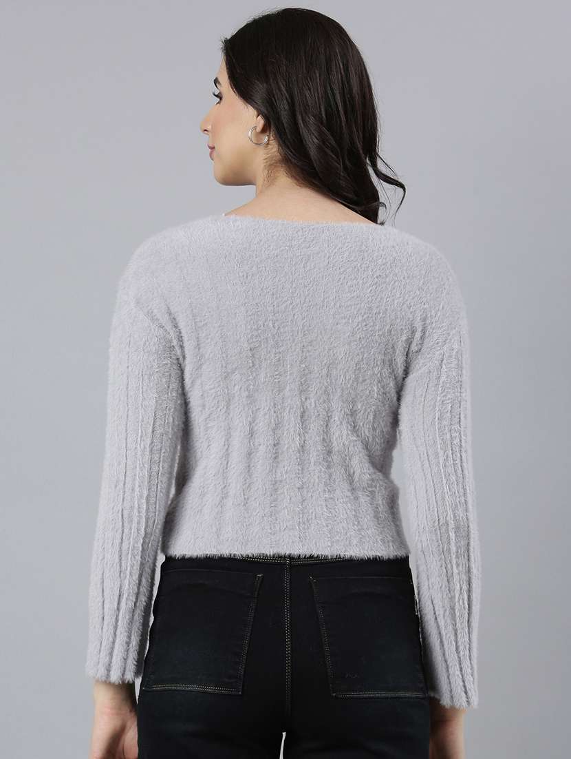 women grey acrylic regular top - 21325603 -  Standard Image - 2