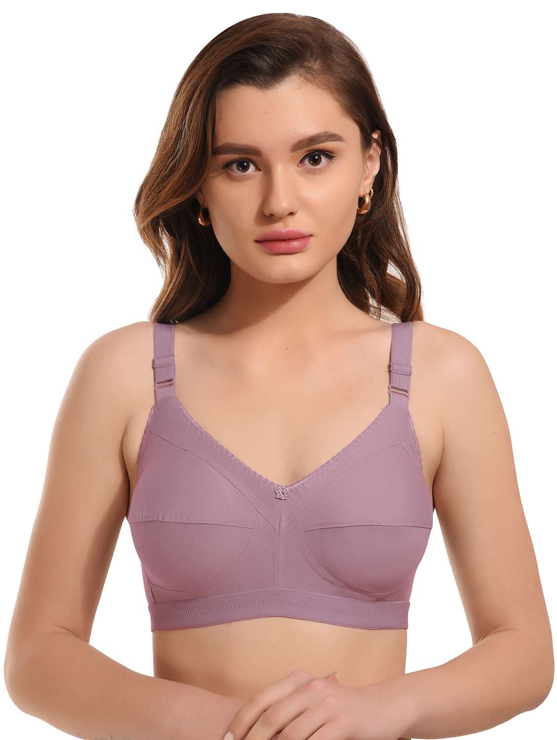 mauve cotton blend minimizer bra