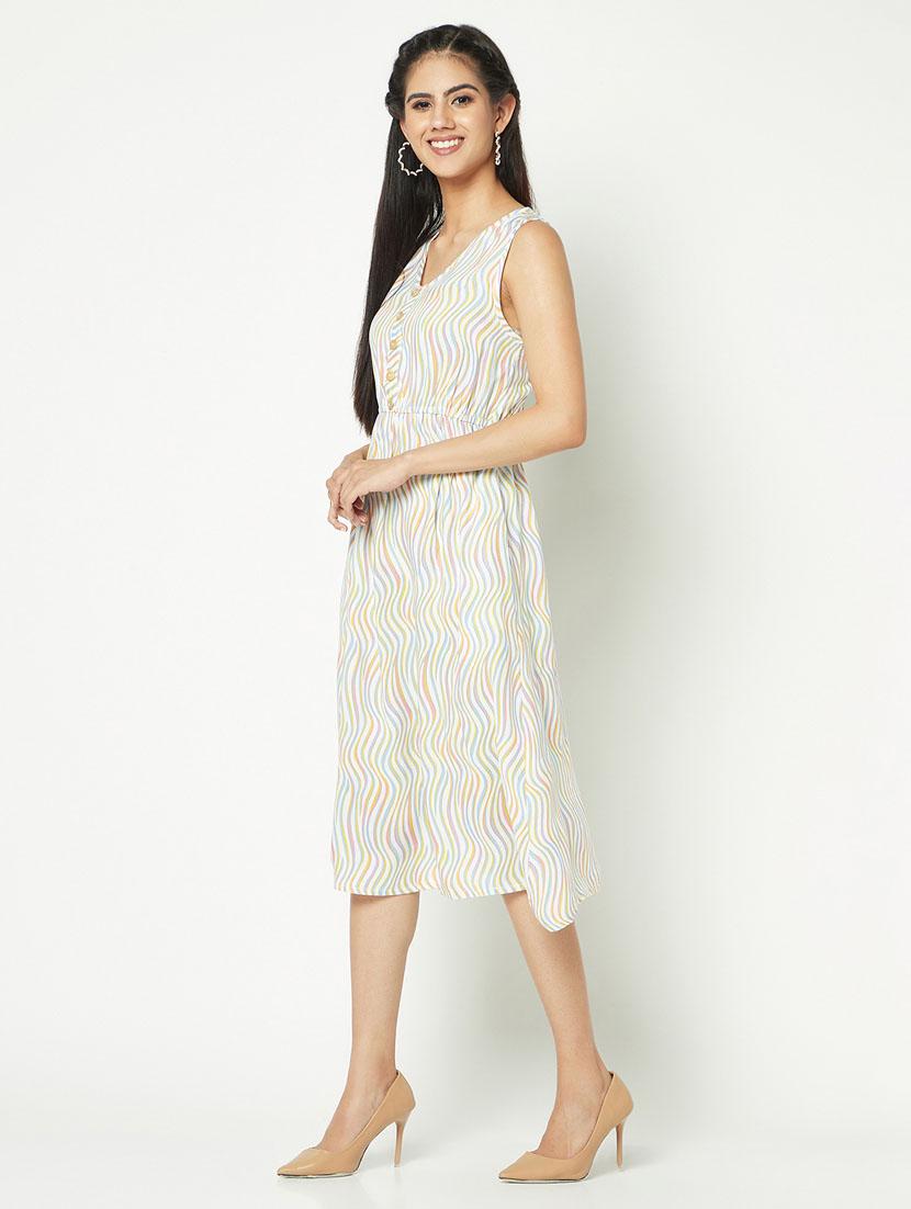 women white viscose a-line dress - 21326753 - Standard Image - 2