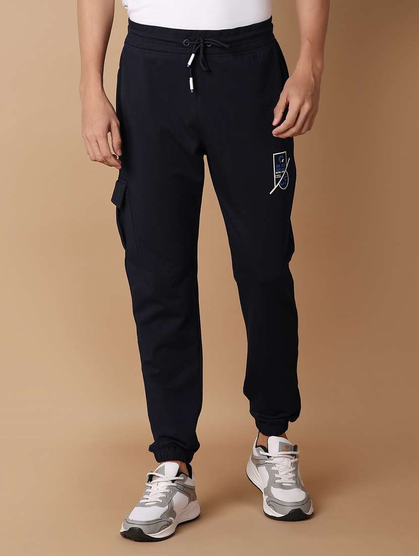 men solid mid rise full length jogger