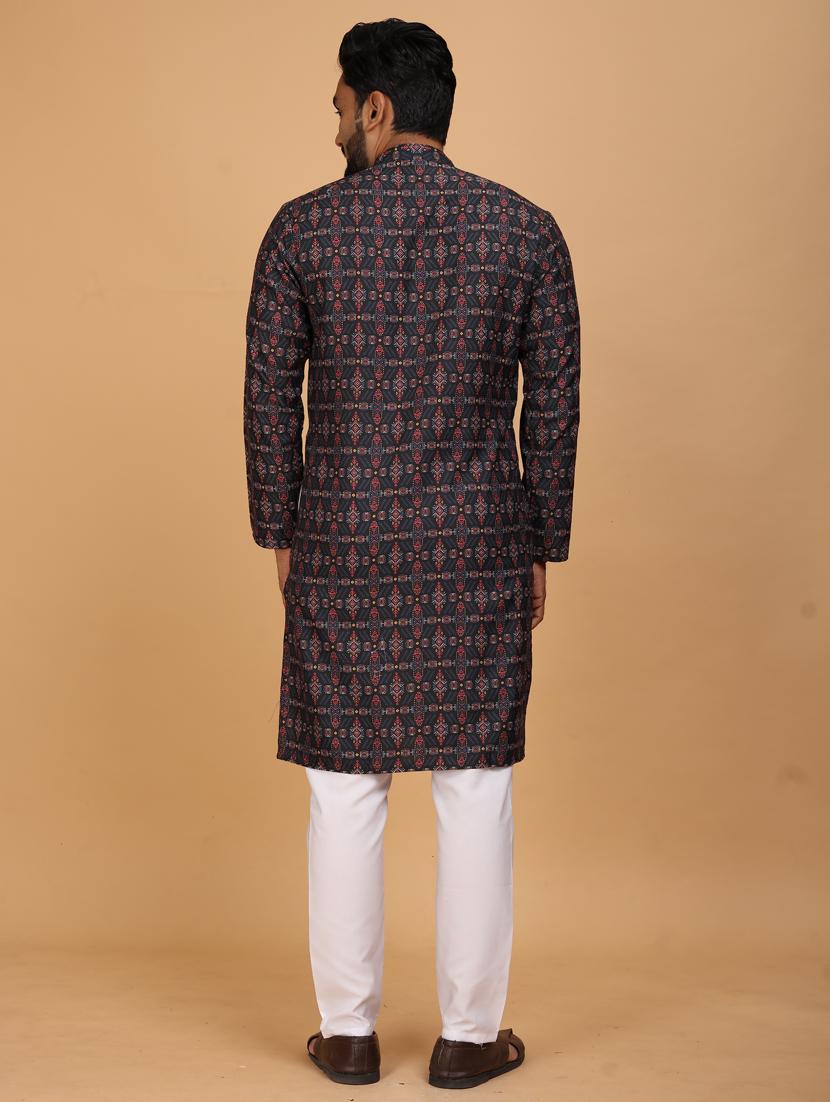 men printed long sleeves kurta pyjama set - 21328742 - Standard Image - 2