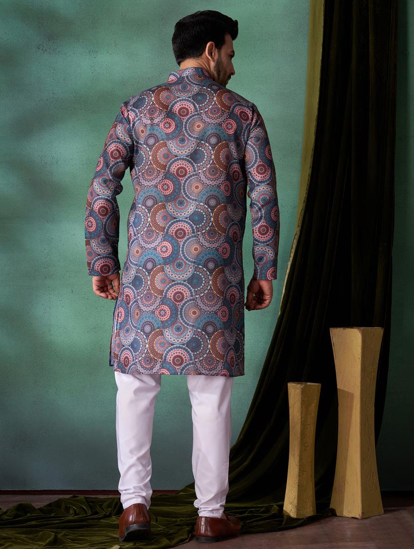 men printed long sleeves kurta pyjama set - 21328750 - Standard Image - 2