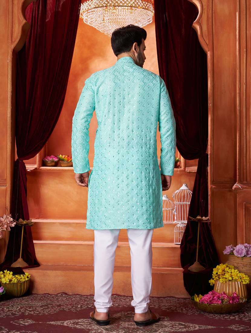 men embroidered long sleeves kurta pyjama set - 21328754 - Standard Image - 2