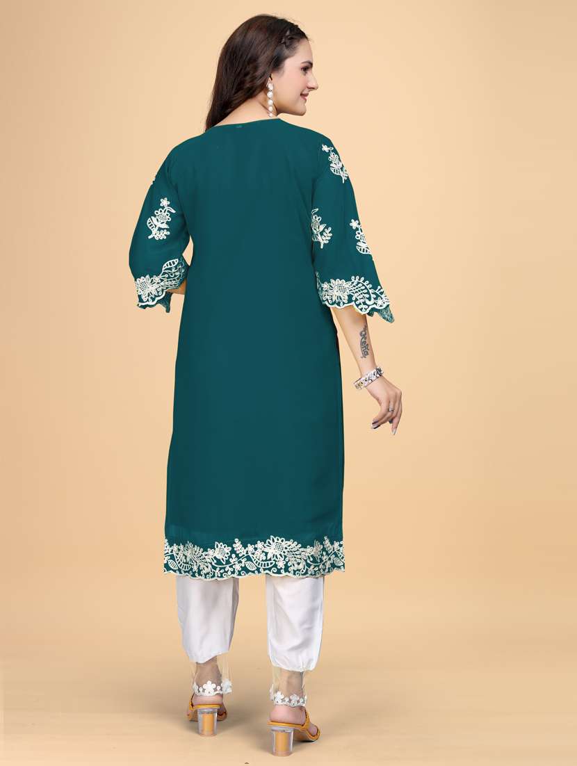 women embroidered kurta pant set - 21328782 -  Standard Image - 2