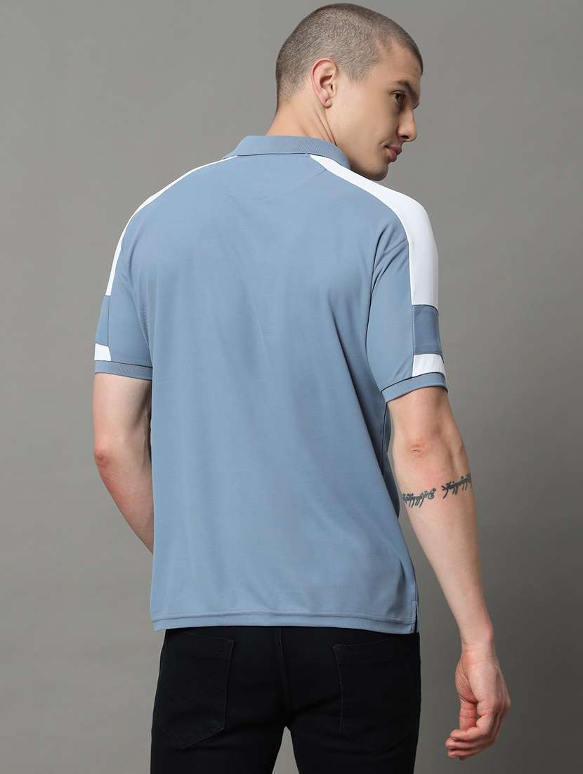 men color blocked polo neck short sleeves t-shirt - 21331209 -  Standard Image - 2