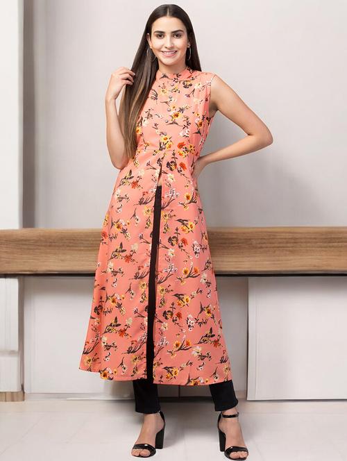 women peach crepe a-line tunic - 21331347 -  Standard Image - 0