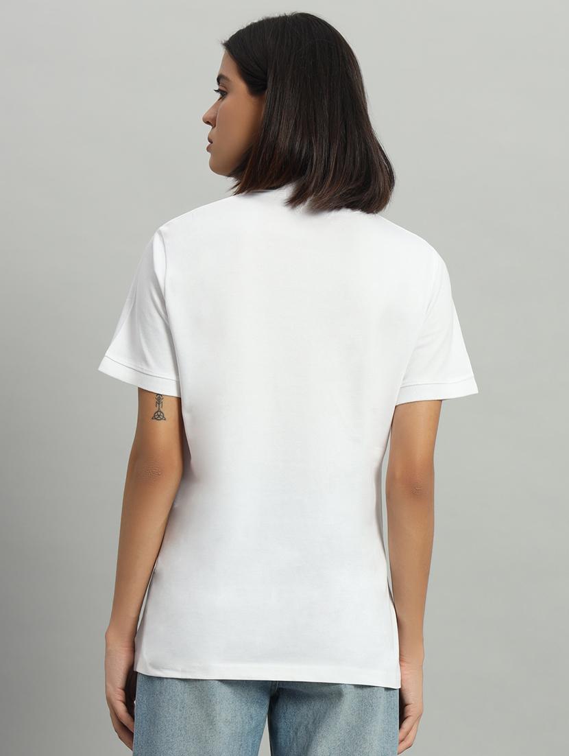women solid polo neck short sleeves t-shirt - 21331568 - Standard Image - 2