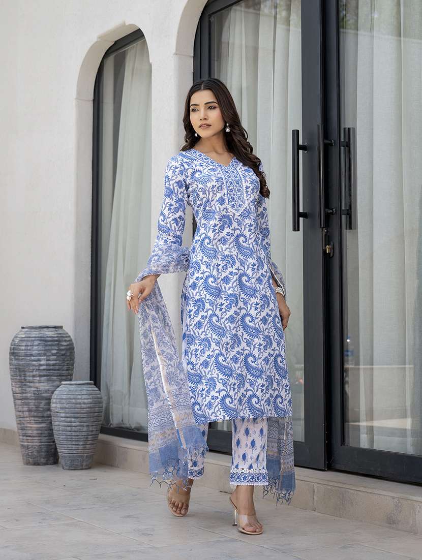 blue cotton kurta pant  set - 21331683 -  Standard Image - 2