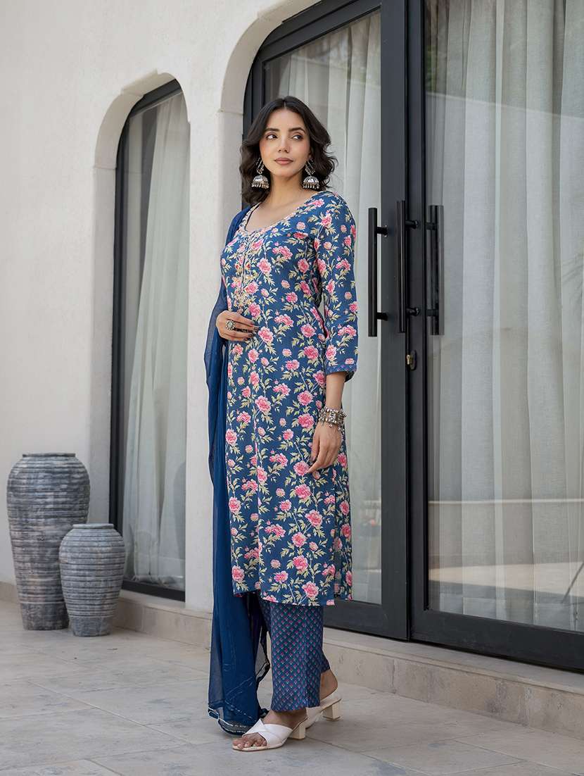 blue kurta dupatta set - 21331686 -  Standard Image - 2