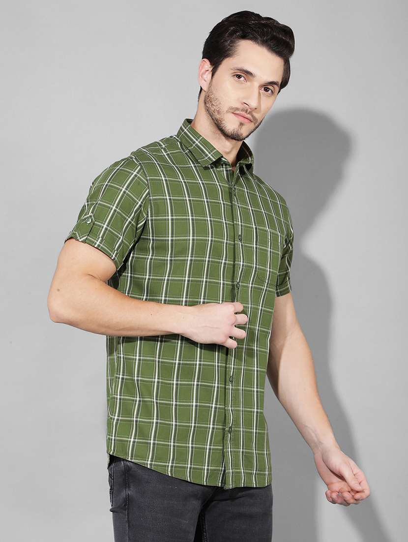 men checkered collared short sleeves casual shirt - 21331734 -  Standard Image - 2