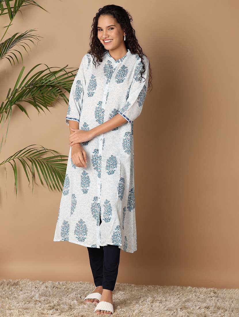 women three quarter sleeve printed a-line kurta - 21332002 -  Standard Image - 2