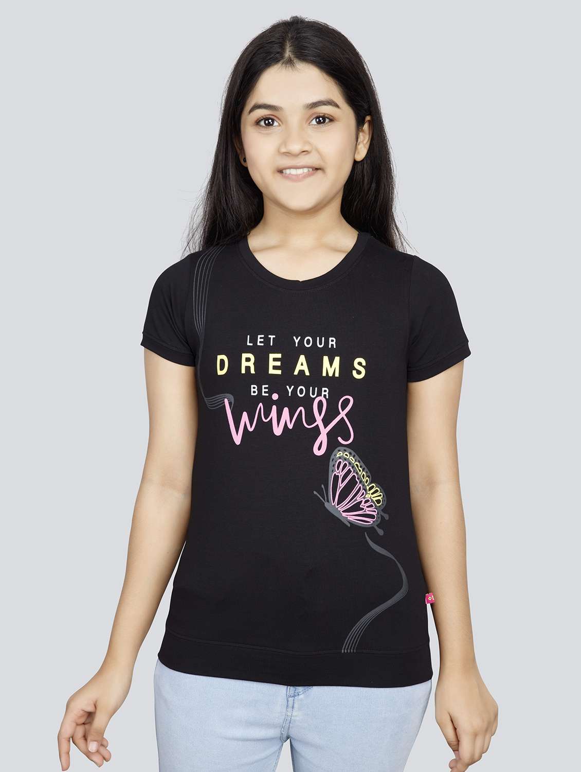 girls round neck short sleeves tees