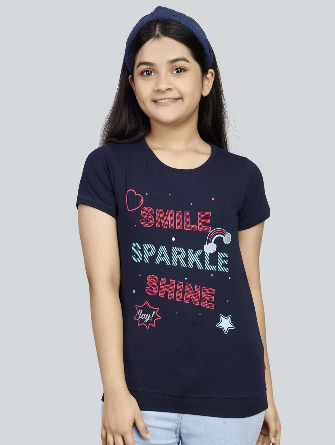 girls round neck short sleeves tees