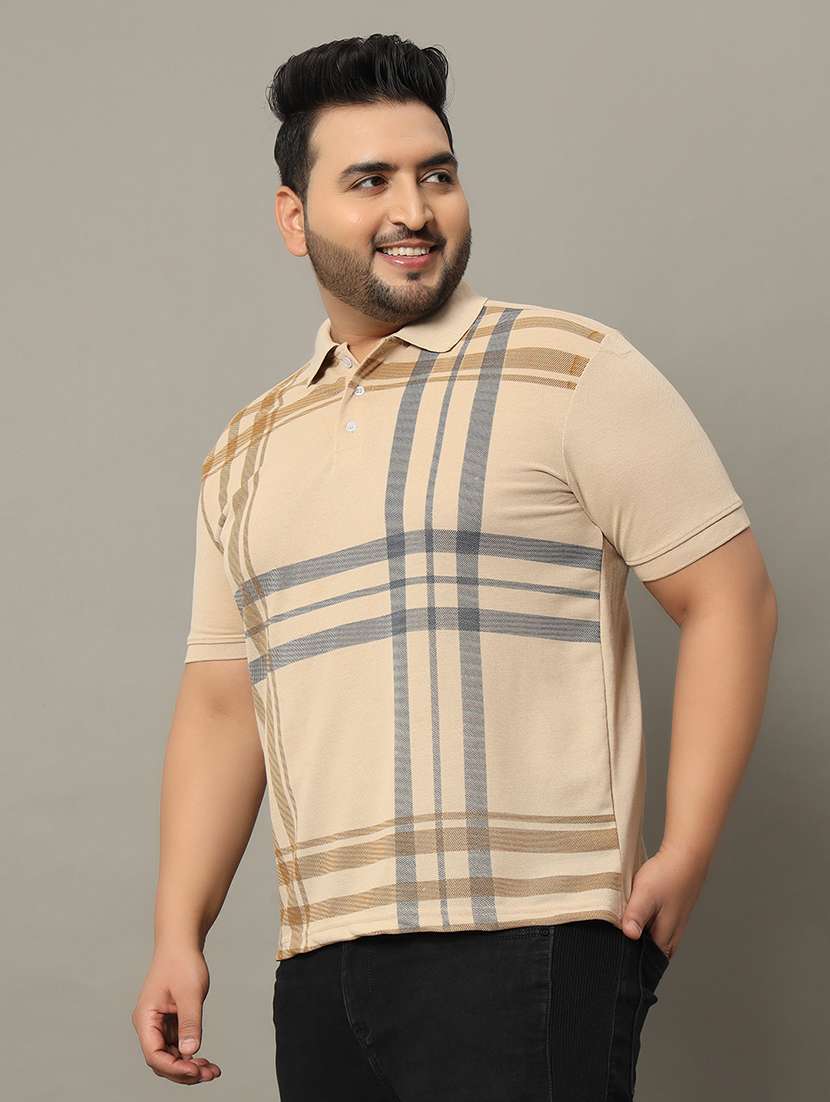 men plus size checkered polo t-shirt