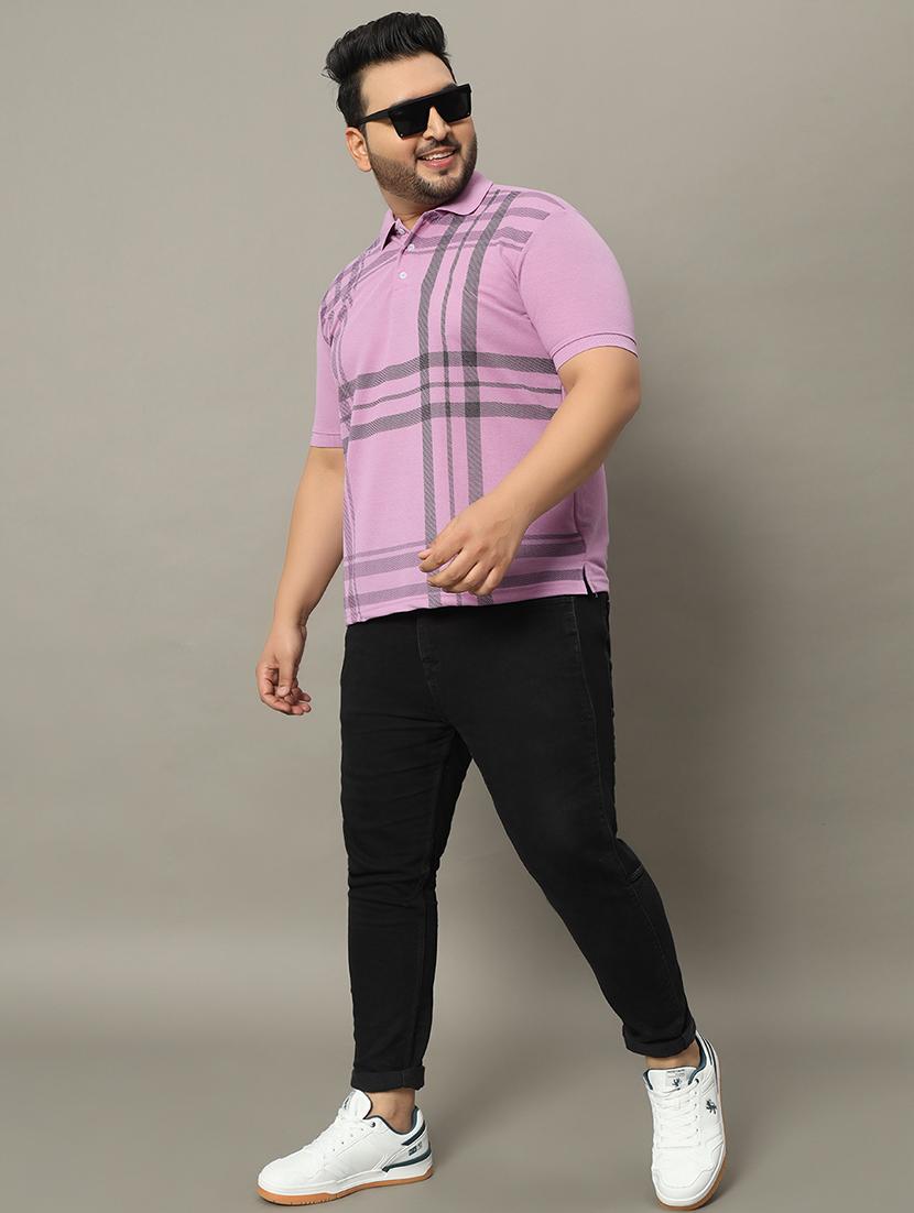 men polo neck front printed plus size t-shirt - 21332469 - Standard Image - 2