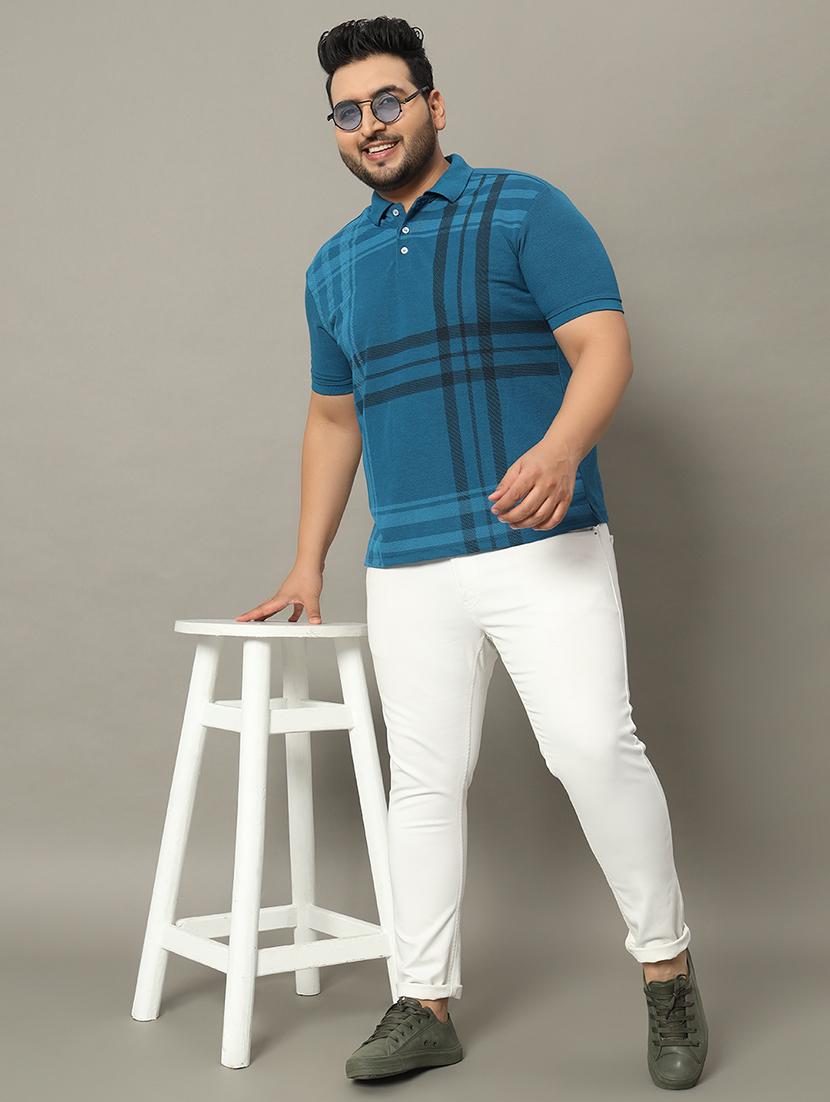 men polo neck front printed plus size t-shirt - 21332470 - Standard Image - 2