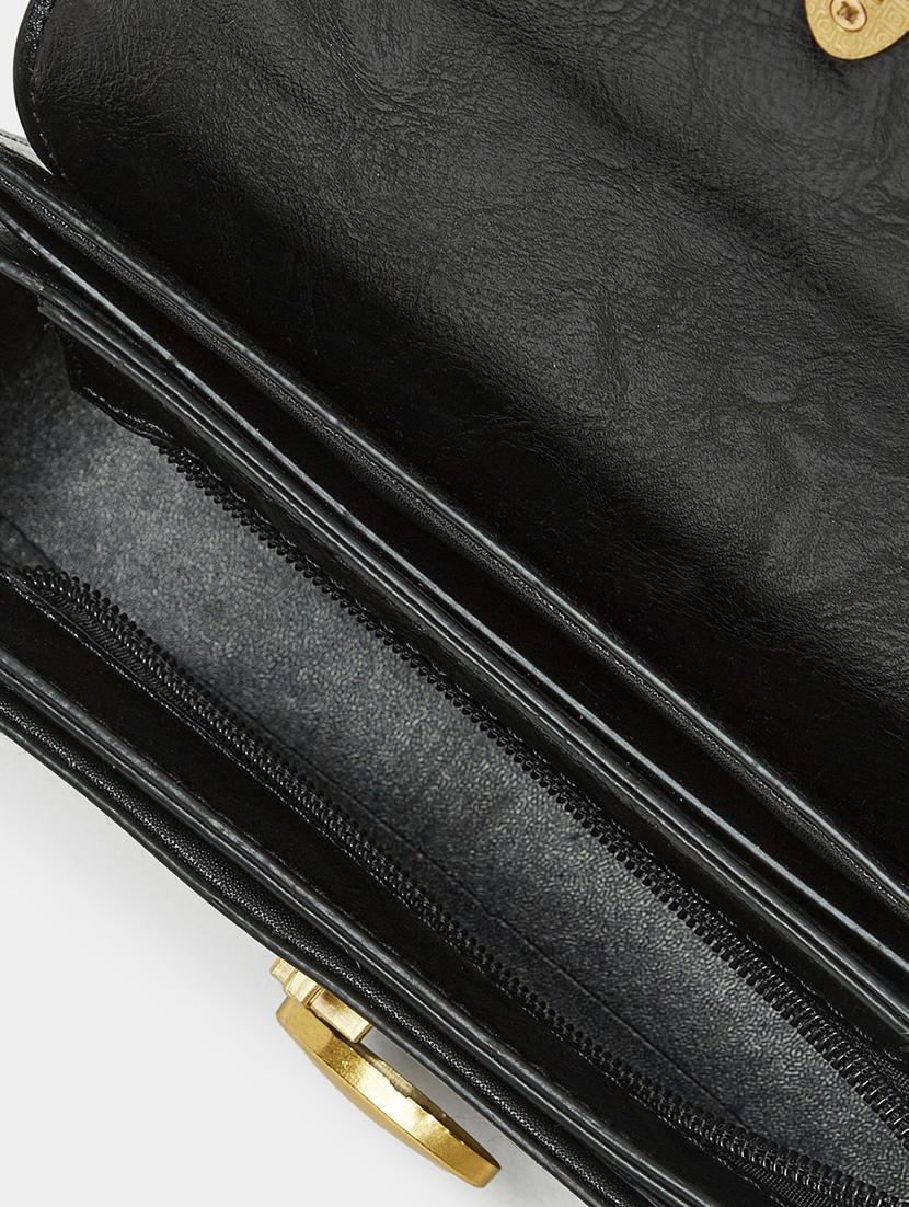 black leatherette (pu) solid sling bag - 21332530 - Standard Image - 2