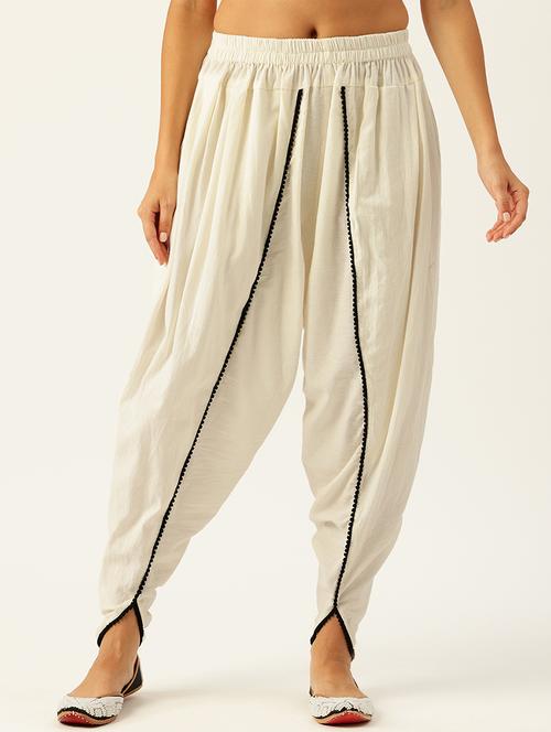 women white solid dhoti salwar - 21332548 - Standard Image - 0