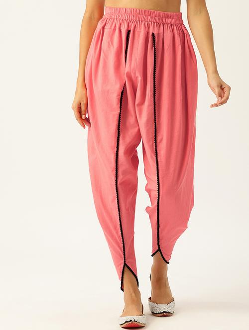 pink cotton solids dhoti salwar - 21332550 -  Standard Image - 0