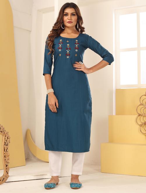 women embroidered straight kurta - 21332906 - Standard Image - 0