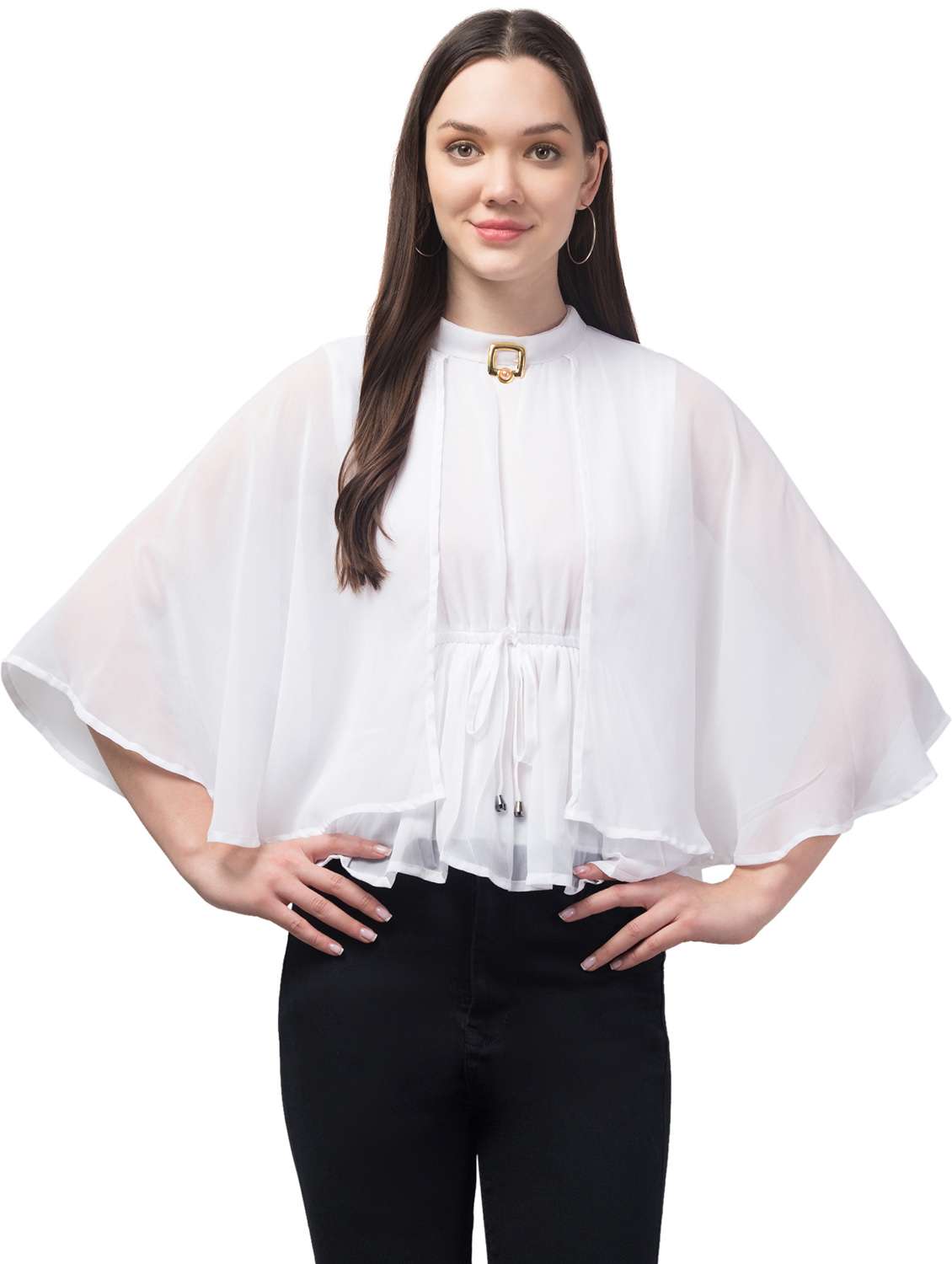 women white georgette a-line top - 21332966 -  Zoom Image - 0