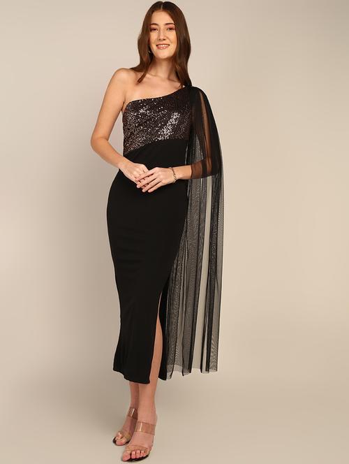 women black polyester bodycon dress - 21333086 - Standard Image - 0