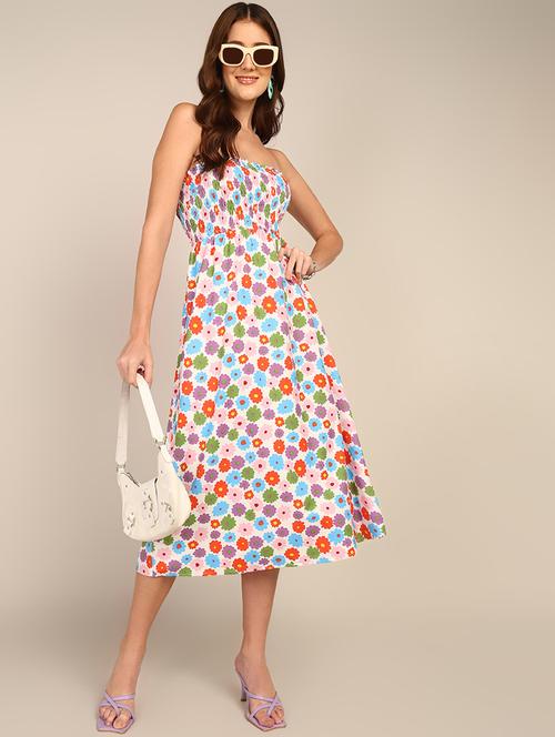 multi colored polyester fit & flare dress - 21333087 - Standard Image - 0