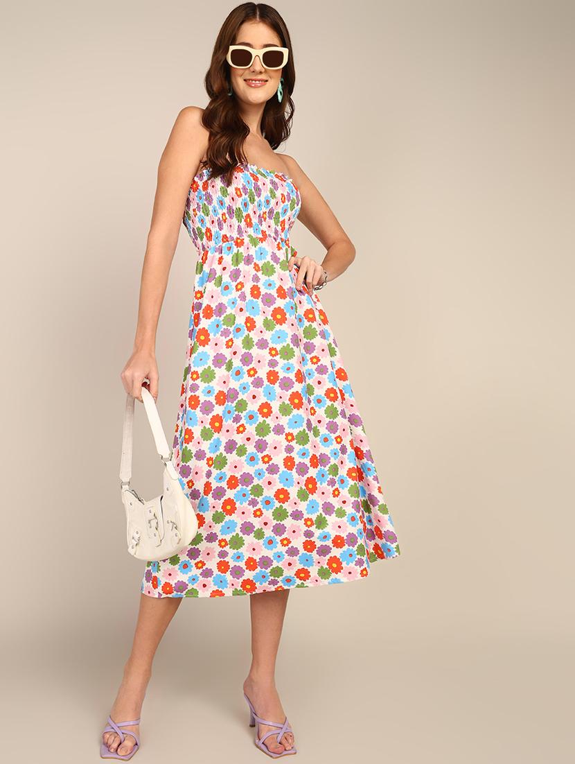multi colored polyester fit & flare dress - 21333087 - Zoom Image - 0