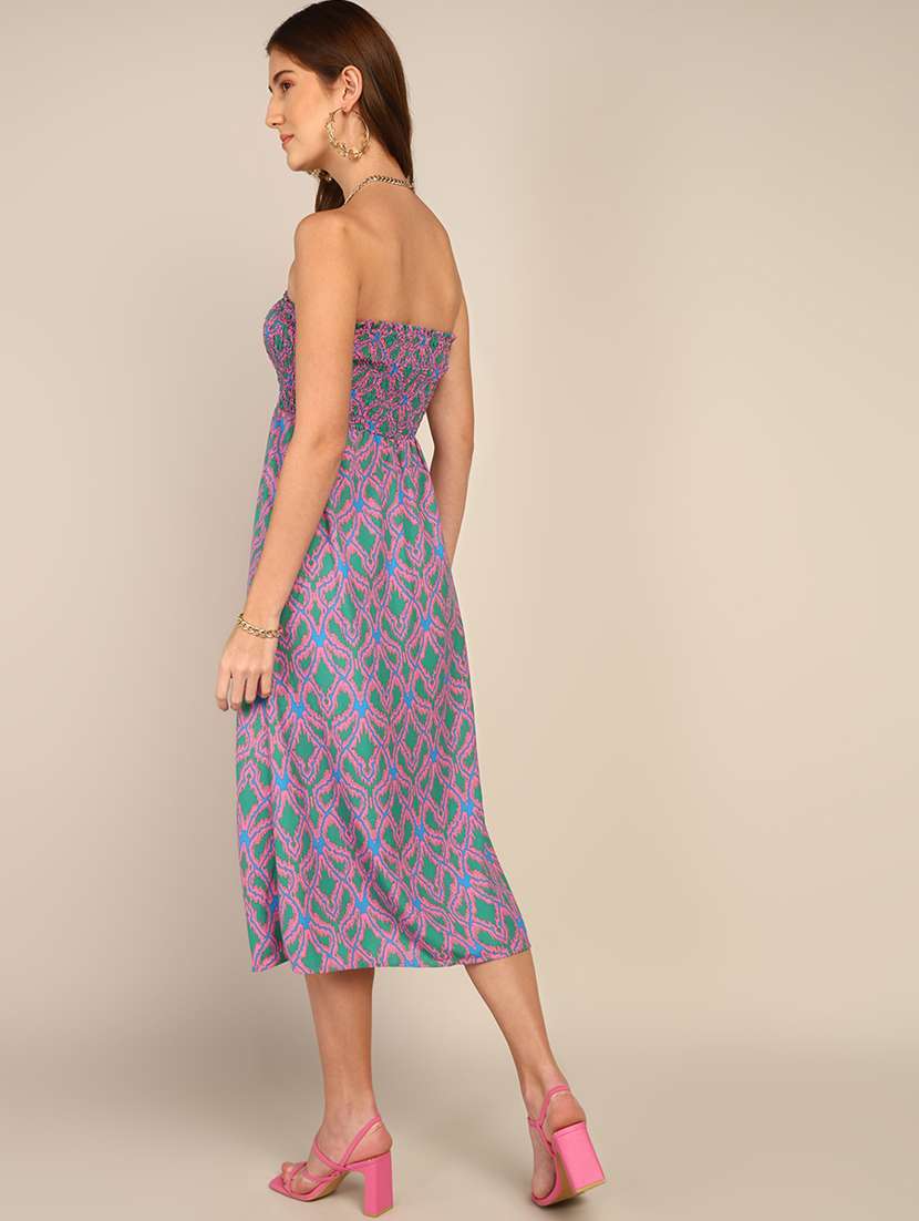 multi colored polyester fit & flare dress - 21333089 -  Standard Image - 2