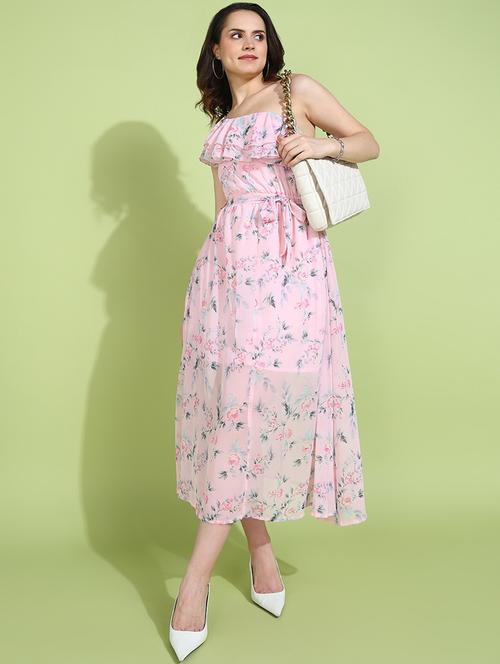 women pink polyester fit & flare dress - 21333090 -  Standard Image - 0