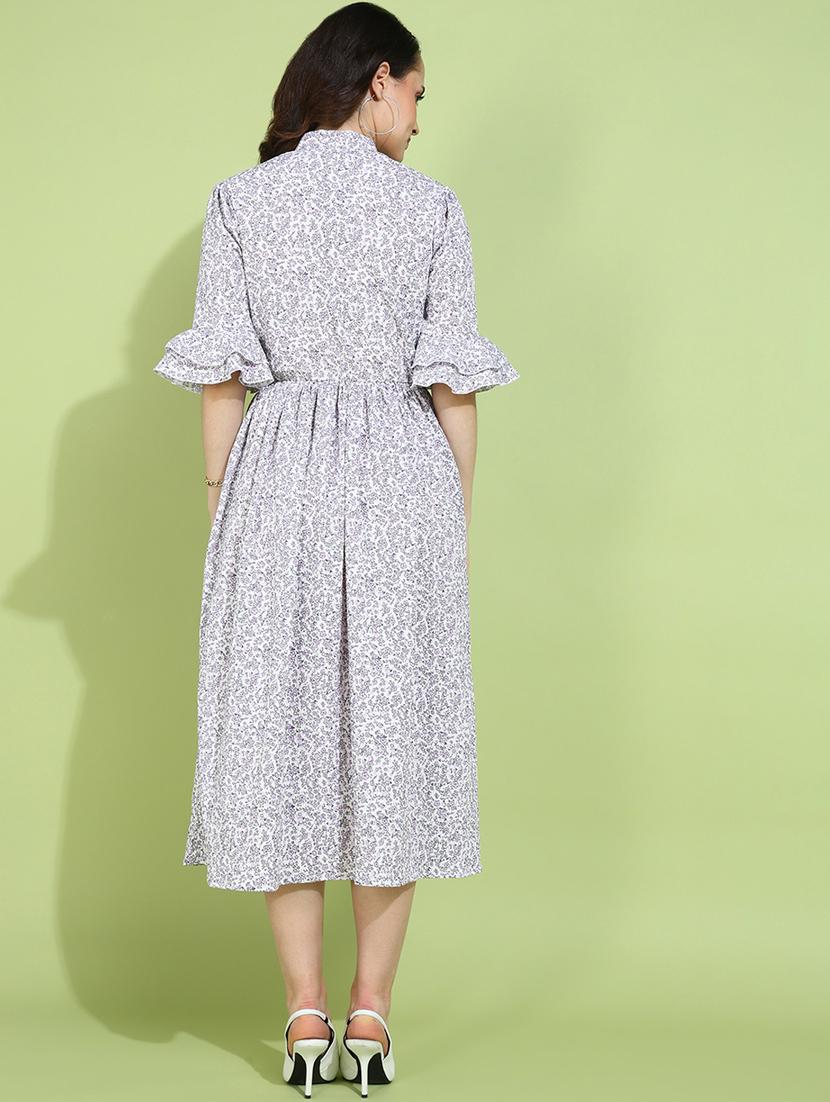 women white polyester fit & flare dress - 21333104 - Standard Image - 2