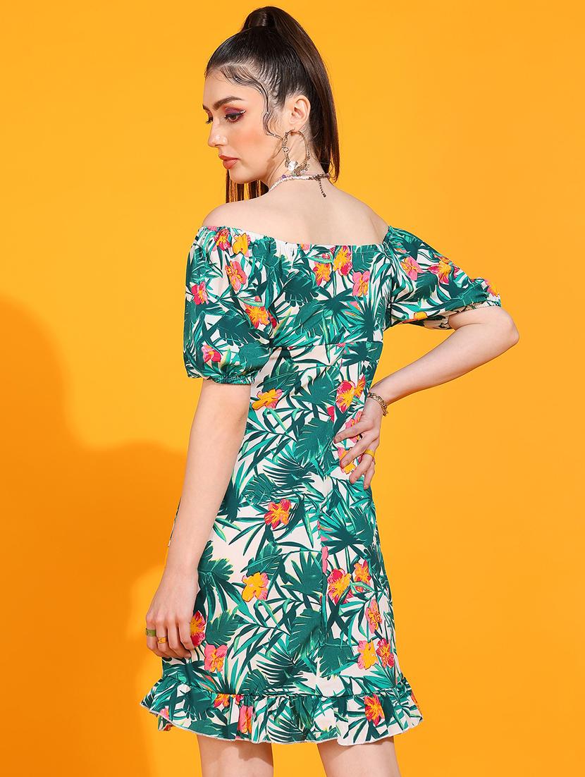 women florals printed off-shoulder dress - 21333114 - Standard Image - 2