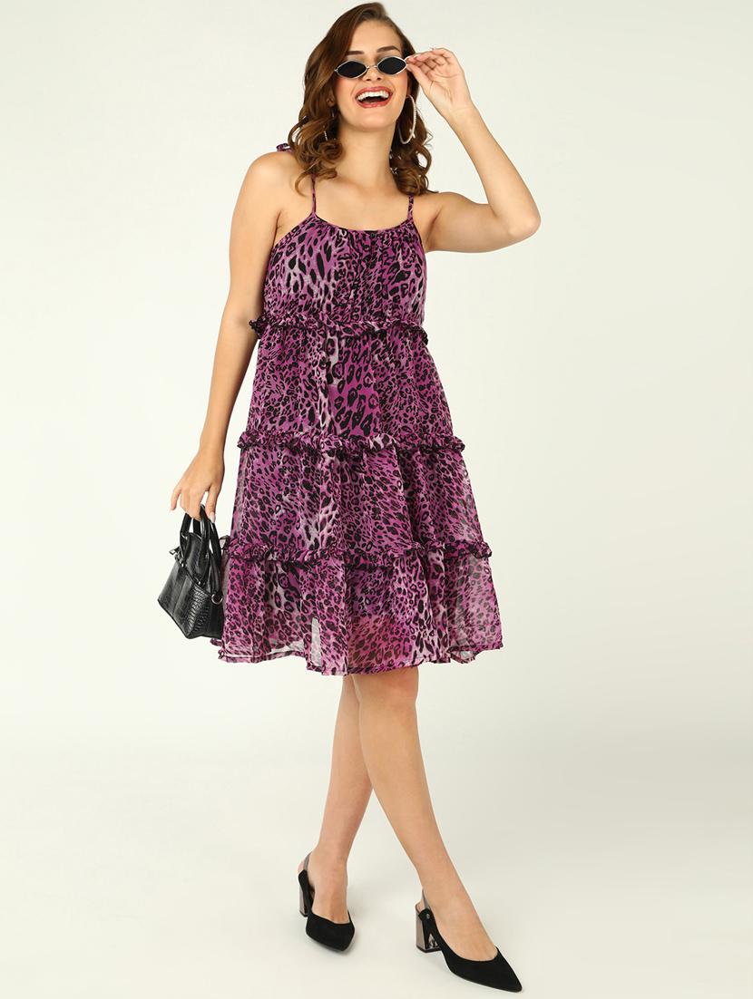women animal printed tiered dress - 21333129 -  Zoom Image - 0