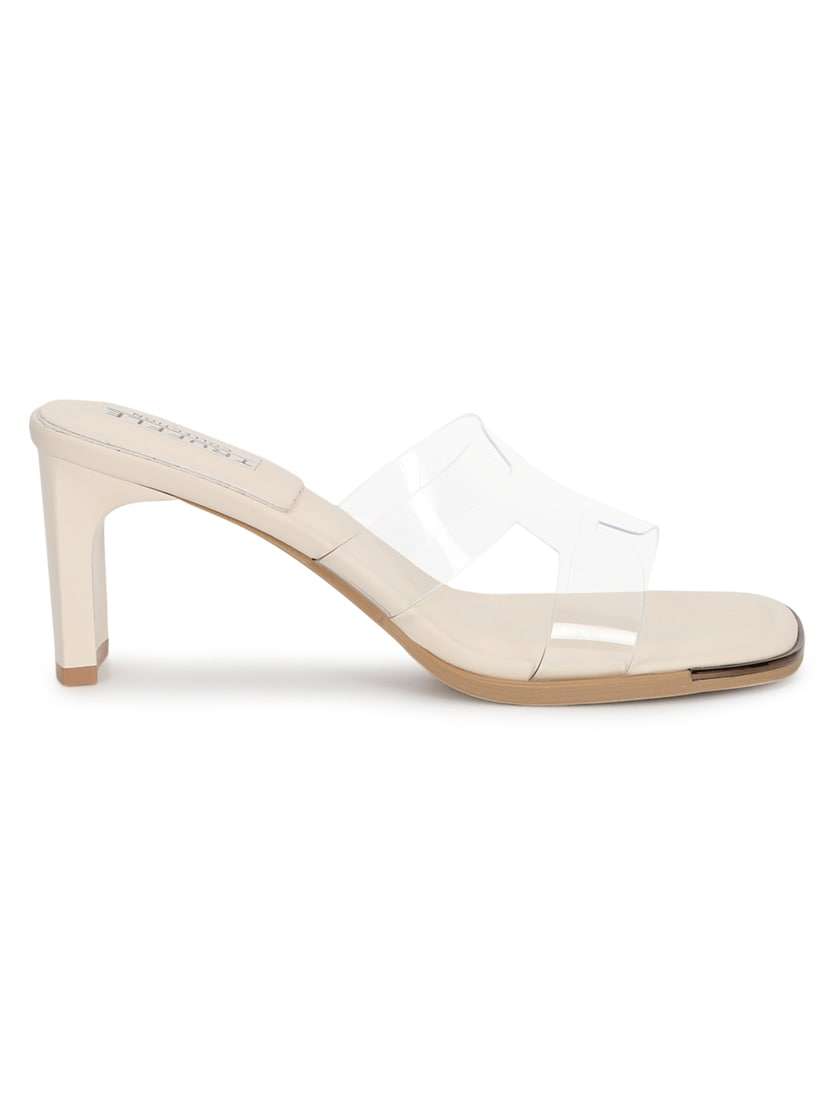 beige pu slip on sandals - 21333273 -  Standard Image - 2