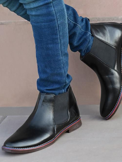 men black slip on boots - 21333276 - Standard Image - 0