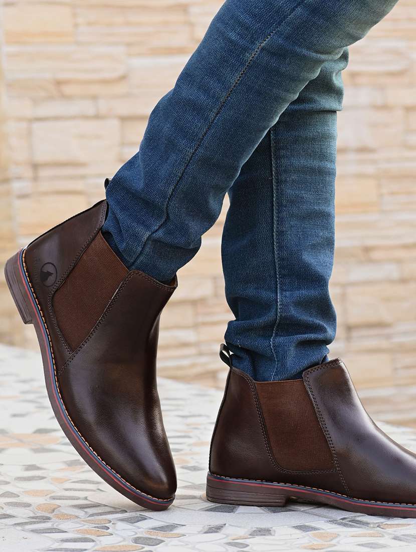 brown slip on boots