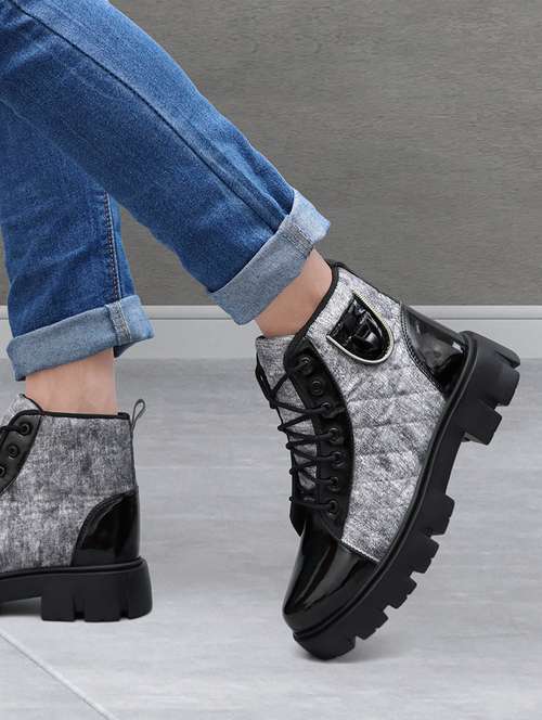men grey lace up boots - 21333281 -  Standard Image - 0