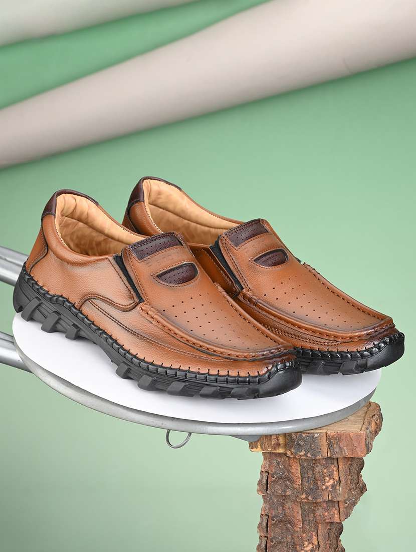 men tan brown slip on shoes