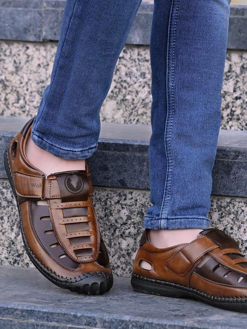 brown slip on sandal