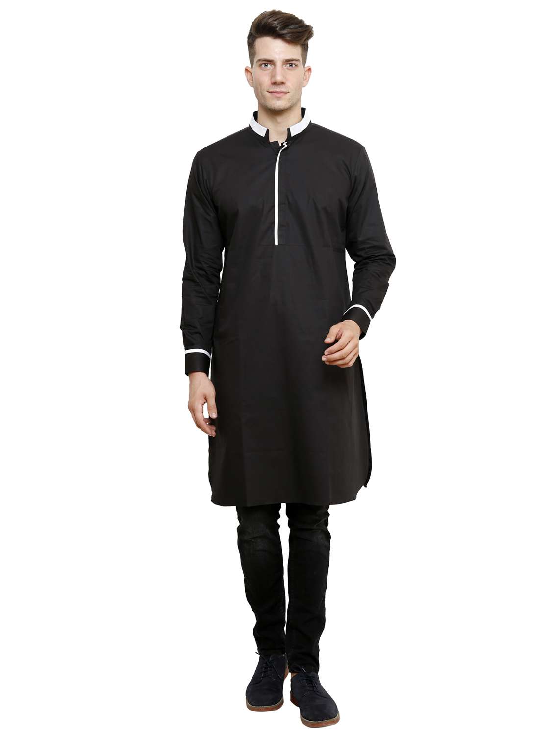 men mandarin neck solid kurta