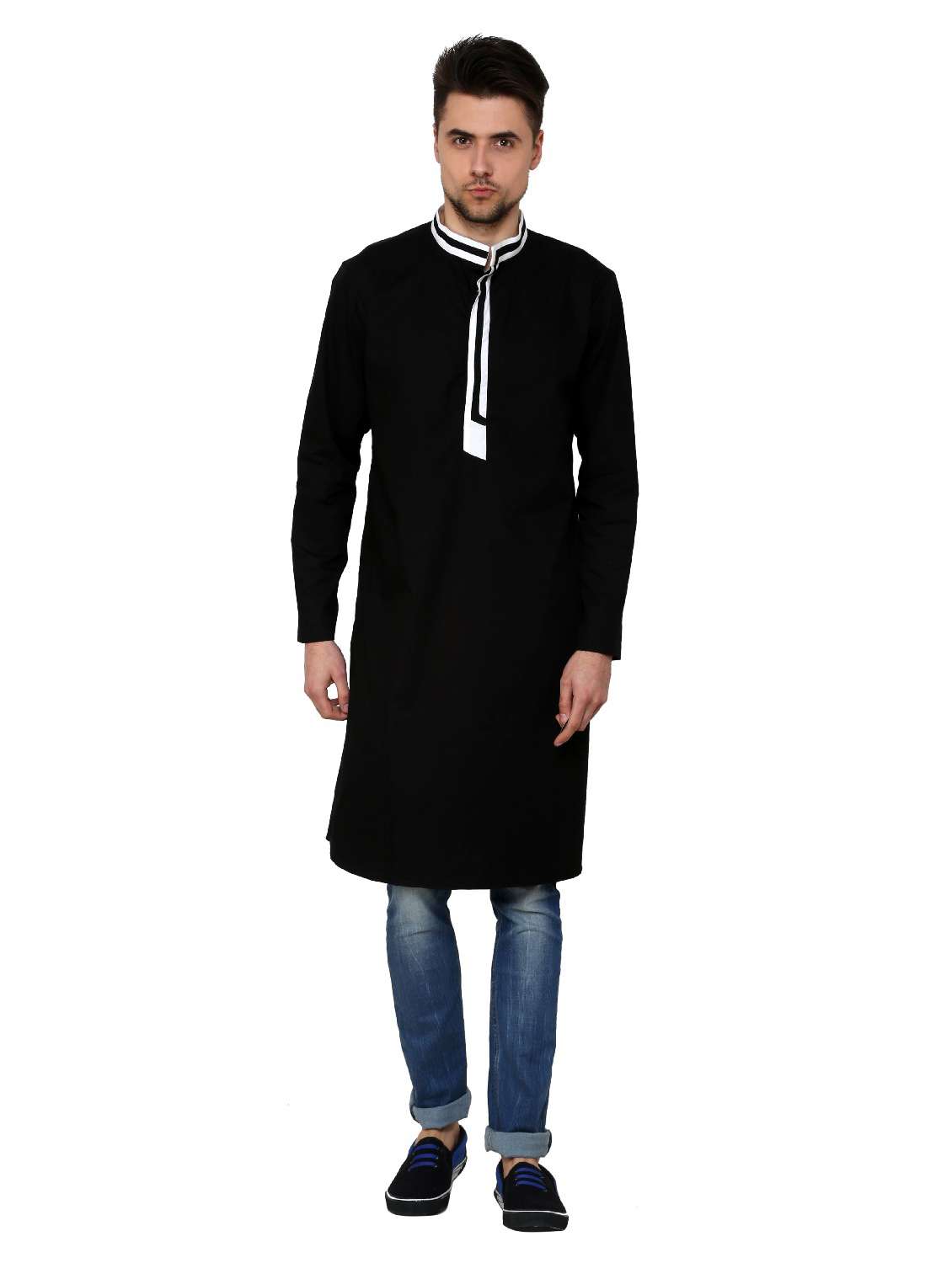 men mandarin neck solid kurta
