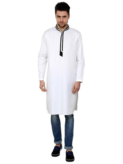 men mandarin neck solid kurta - 21333537 - Standard Image - 0