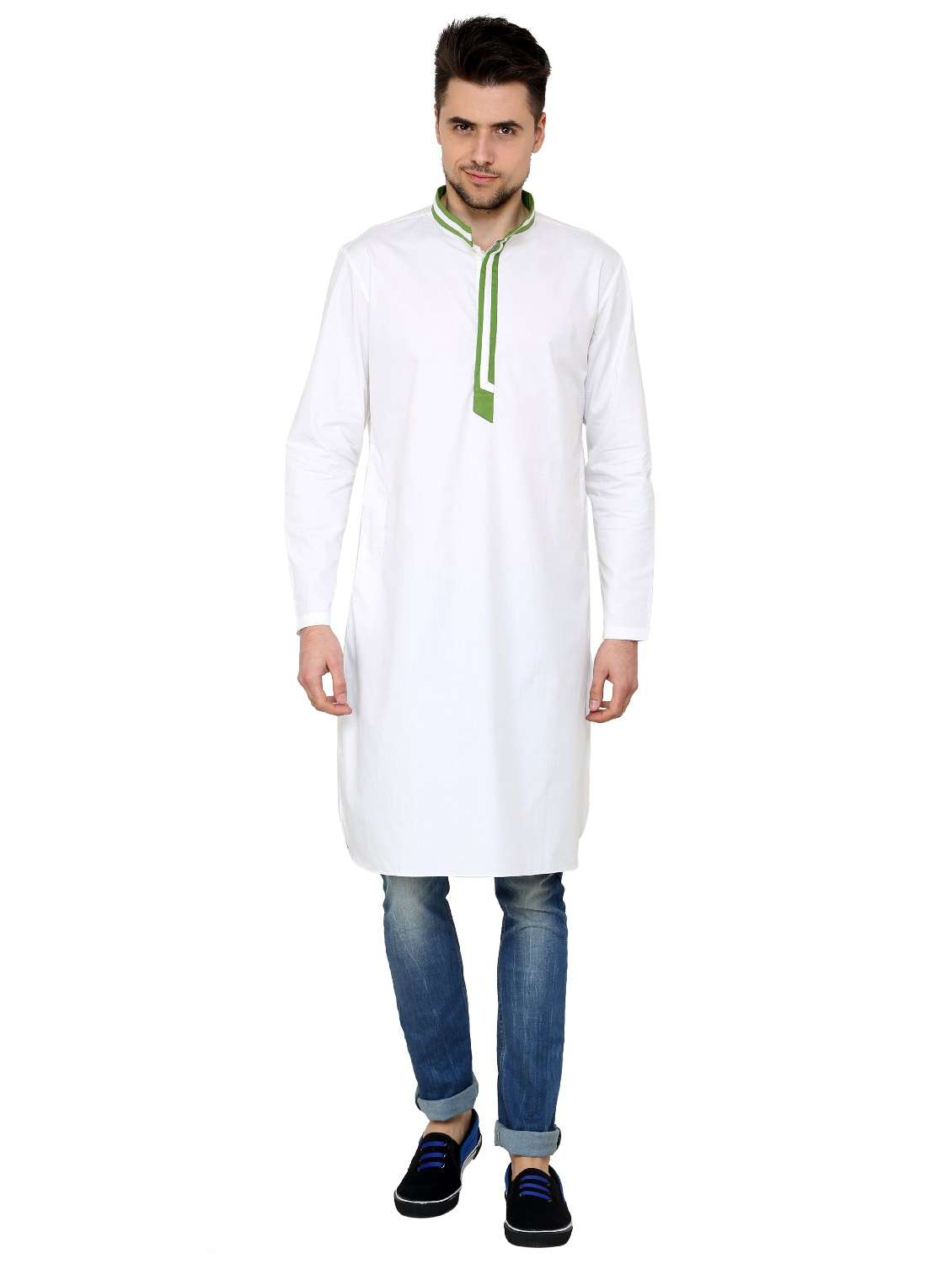 men mandarin neck solid kurta