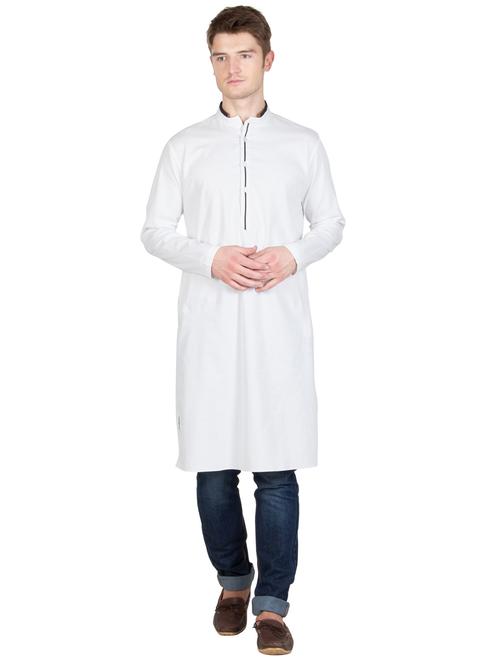 men mandarin neck solid kurta - 21333541 - Standard Image - 0